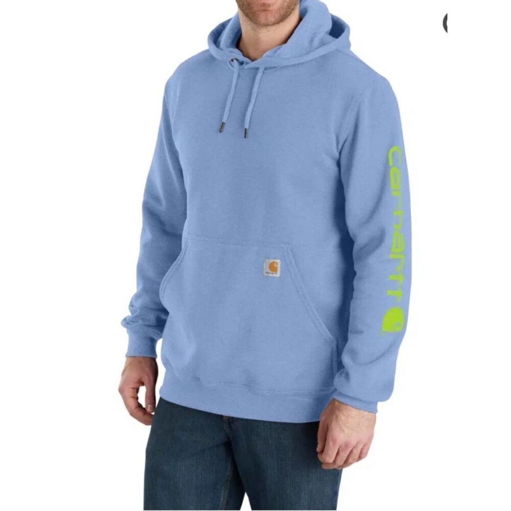 Carhartt K288 Loose Fit Midweight Sleeve Logo Hoodie Blue Men’s